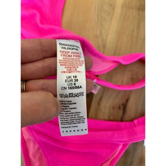 Topshop Crinkle Tanga Bikini Two Piece Hot Pink 6 - Picture 4 of 8